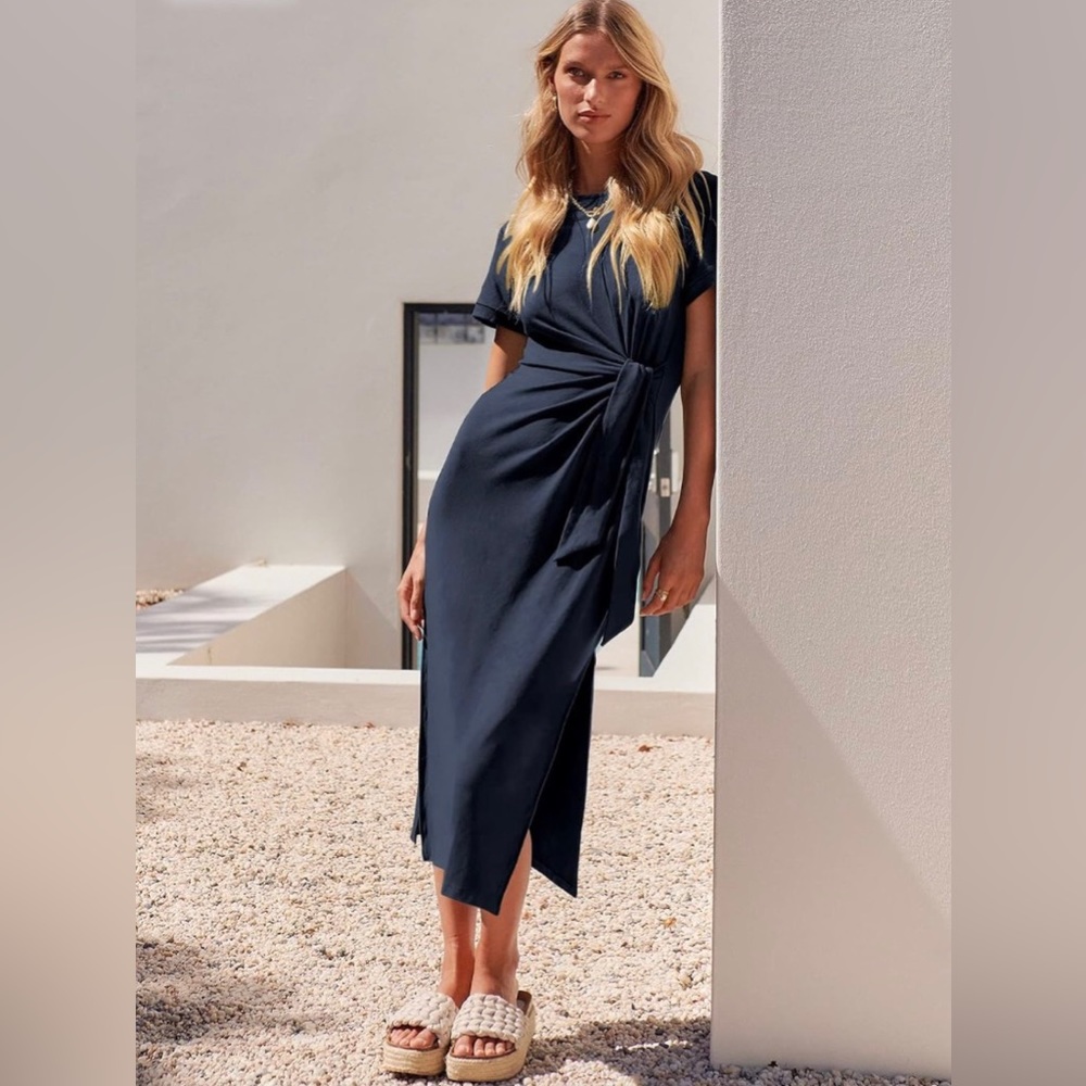 NWT ANRABESS Dress with Front Tie in Navy, Size XL - Picture 1 of 11